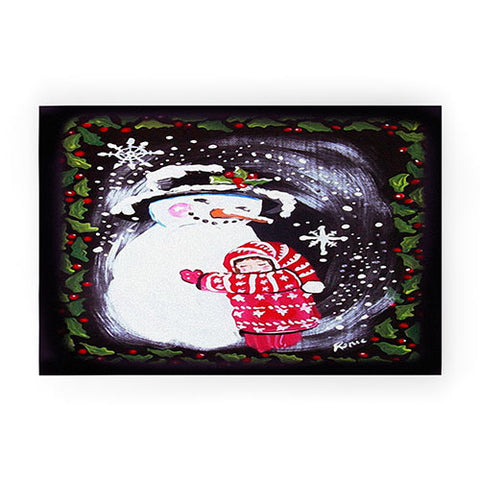 Renie Britenbucher Snowman Hugs Girl Welcome Mat