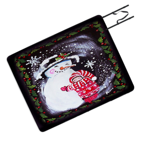 Renie Britenbucher Snowman Hugs Girl Picnic Blanket