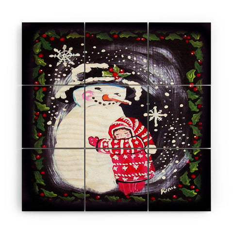 Renie Britenbucher Snowman Hugs Girl Wood Wall Mural