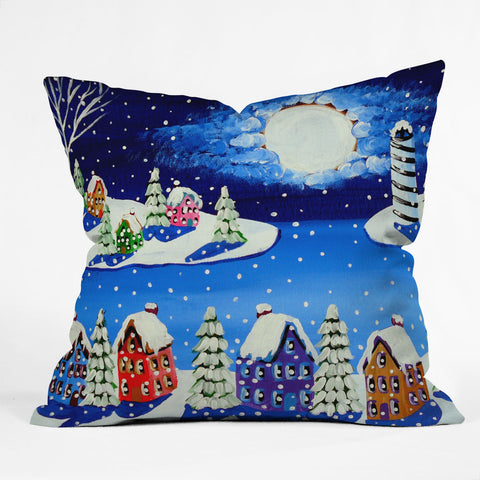 Renie Britenbucher Snowy Shoreline Outdoor Throw Pillow