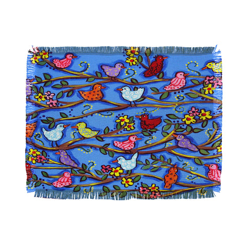 Renie Britenbucher Spring Birds and Blossoms Throw Blanket