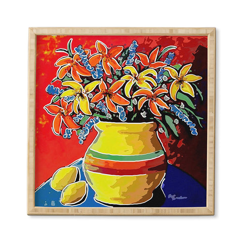 Renie Britenbucher Stylized Lillies And Lemons Framed Wall Art