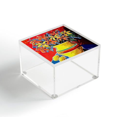 Renie Britenbucher Stylized Lillies And Lemons Acrylic Box