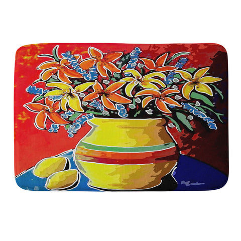 Renie Britenbucher Stylized Lillies And Lemons Memory Foam Bath Mat
