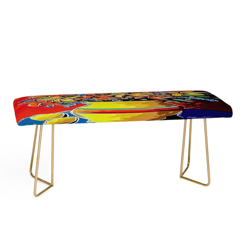 Renie Britenbucher Stylized Lillies And Lemons Bench
