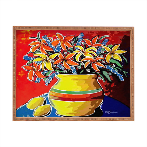 Renie Britenbucher Stylized Lillies And Lemons Rectangular Tray