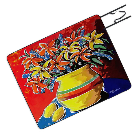 Renie Britenbucher Stylized Lillies And Lemons Picnic Blanket