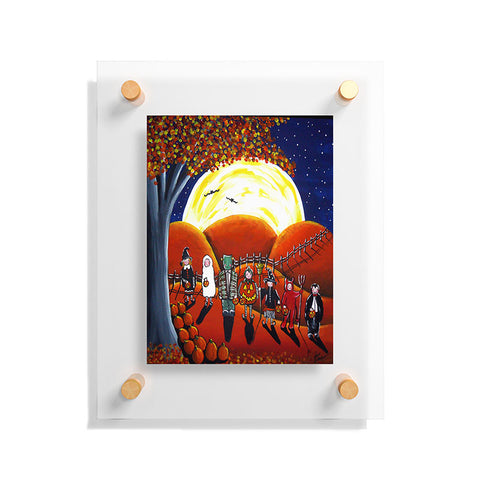 Renie Britenbucher Trick Or Treaters Under A Full Moon Floating Acrylic Print