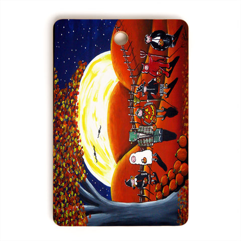 Renie Britenbucher Trick Or Treaters Under A Full Moon Cutting Board Rectangle