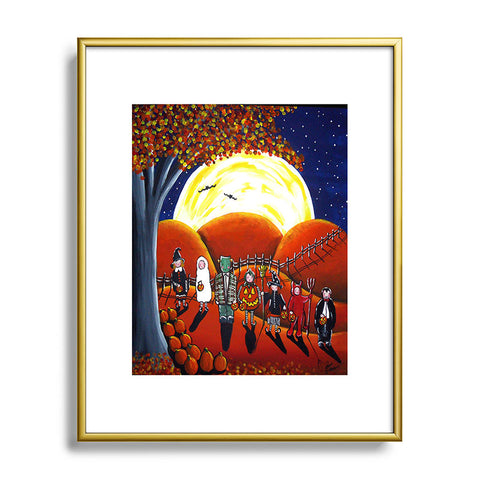 Renie Britenbucher Trick Or Treaters Under A Full Moon Metal Framed Art Print