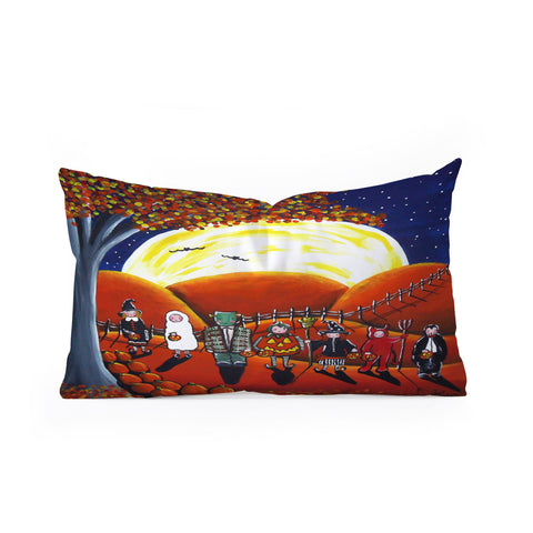 Renie Britenbucher Trick Or Treaters Under A Full Moon Oblong Throw Pillow