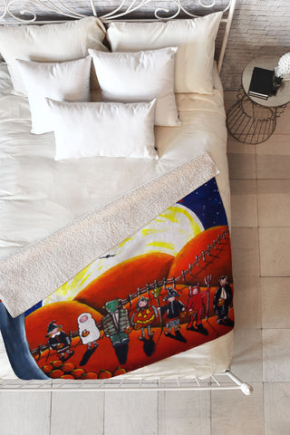 Renie Britenbucher Trick Or Treaters Under A Full Moon Fleece Throw Blanket