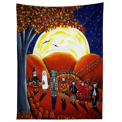 Renie Britenbucher Trick Or Treaters Under A Full Moon Tapestry