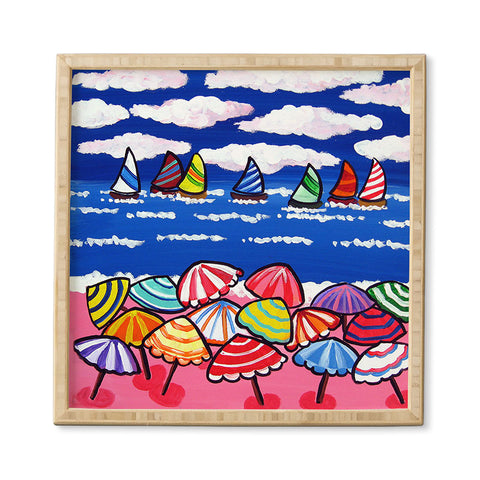 Renie Britenbucher Whimsical Beach Umbrellas Framed Wall Art