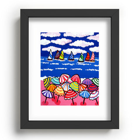 Renie Britenbucher Whimsical Beach Umbrellas Recessed Framing Rectangle