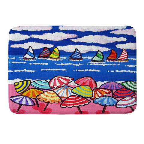 Renie Britenbucher Whimsical Beach Umbrellas Memory Foam Bath Mat