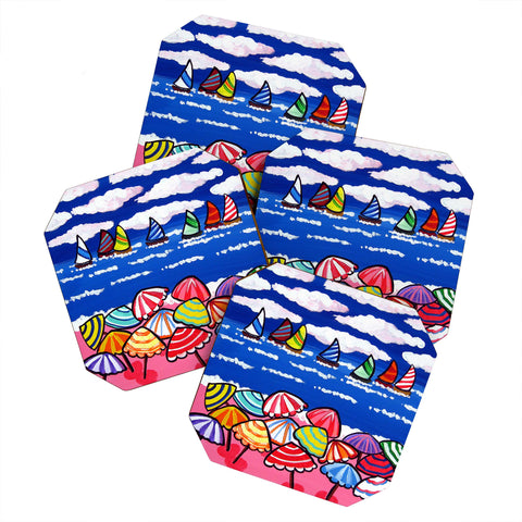 Renie Britenbucher Whimsical Beach Umbrellas Coaster Set