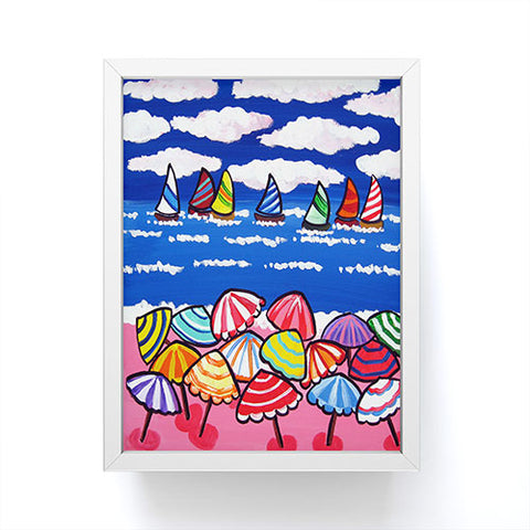 Renie Britenbucher Whimsical Beach Umbrellas Framed Mini Art Print