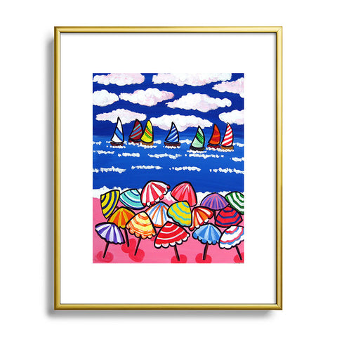 Renie Britenbucher Whimsical Beach Umbrellas Metal Framed Art Print
