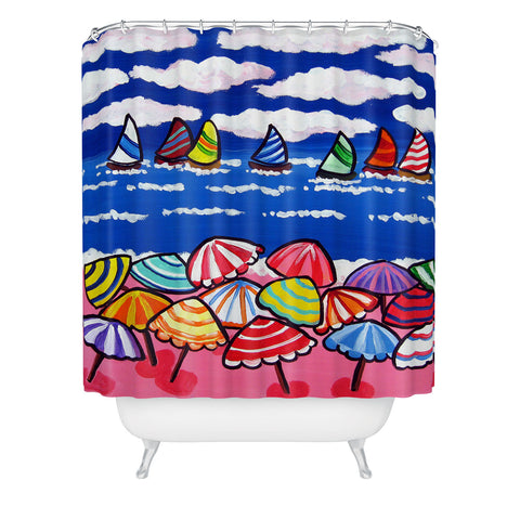 Renie Britenbucher Whimsical Beach Umbrellas Shower Curtain