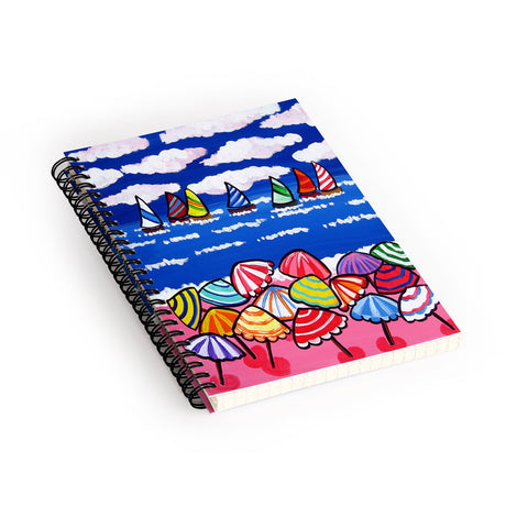 Renie Britenbucher Whimsical Beach Umbrellas Spiral Notebook