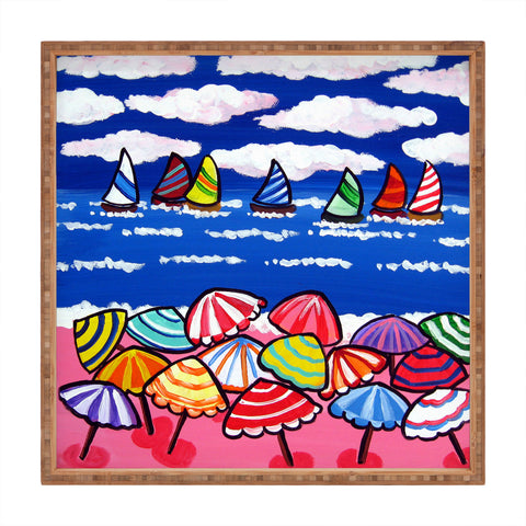 Renie Britenbucher Whimsical Beach Umbrellas Square Tray