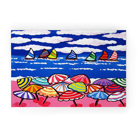 Renie Britenbucher Whimsical Beach Umbrellas Welcome Mat