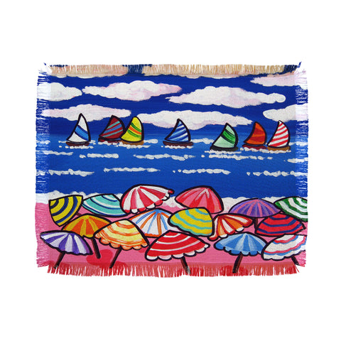 Renie Britenbucher Whimsical Beach Umbrellas Throw Blanket