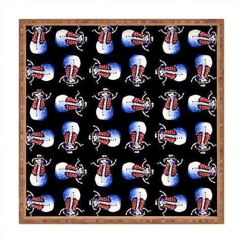 Renie Britenbucher Whimsical Snowman Pattern Square Tray
