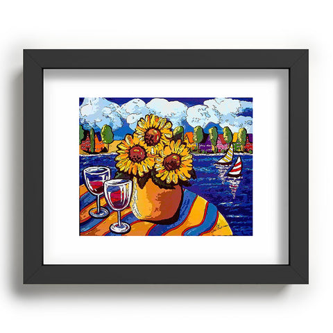 Renie Britenbucher Wine Sunflowers and Sailboats Recessed Framing Rectangle