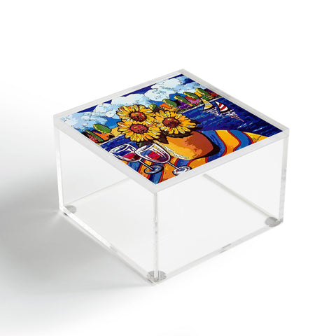 Renie Britenbucher Wine Sunflowers and Sailboats Acrylic Box