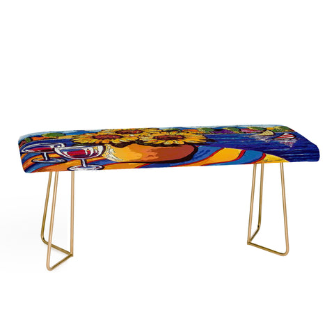Renie Britenbucher Wine Sunflowers and Sailboats Bench