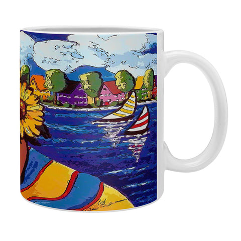 Renie Britenbucher Wine Sunflowers and Sailboats Coffee Mug