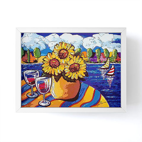 Renie Britenbucher Wine Sunflowers and Sailboats Framed Mini Art Print