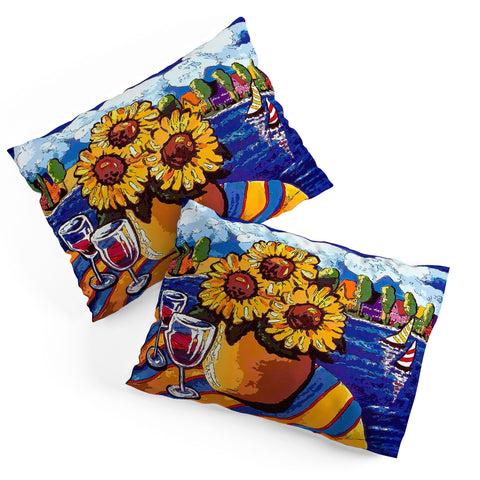 Renie Britenbucher Wine Sunflowers and Sailboats Pillow Shams