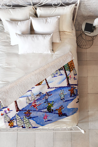 Renie Britenbucher Winter Fun In The City Fleece Throw Blanket