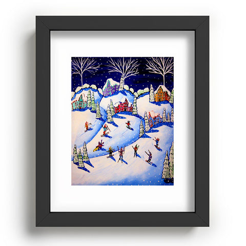 Renie Britenbucher Winter Skiing Fun Recessed Framing Rectangle