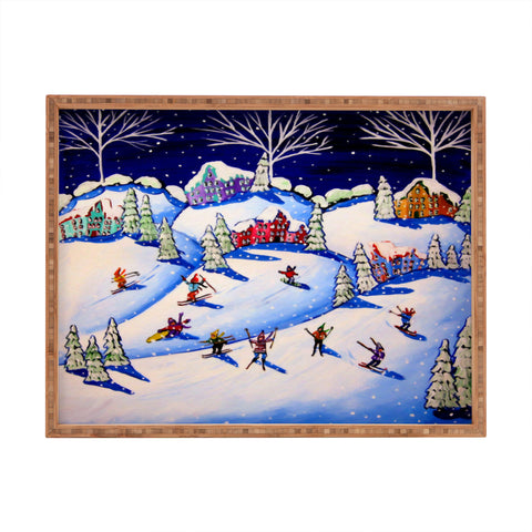 Renie Britenbucher Winter Skiing Fun Rectangular Tray