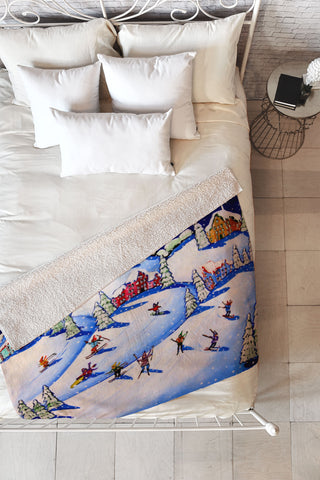 Renie Britenbucher Winter Skiing Fun Fleece Throw Blanket