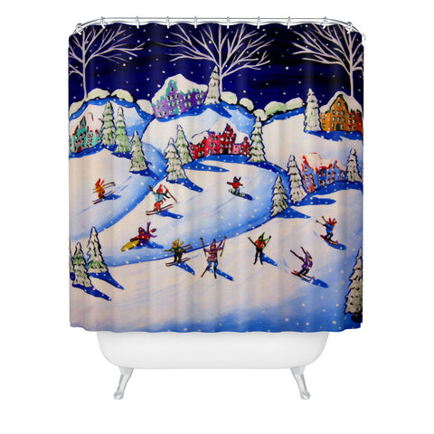 Renie Britenbucher Winter Skiing Fun Shower Curtain