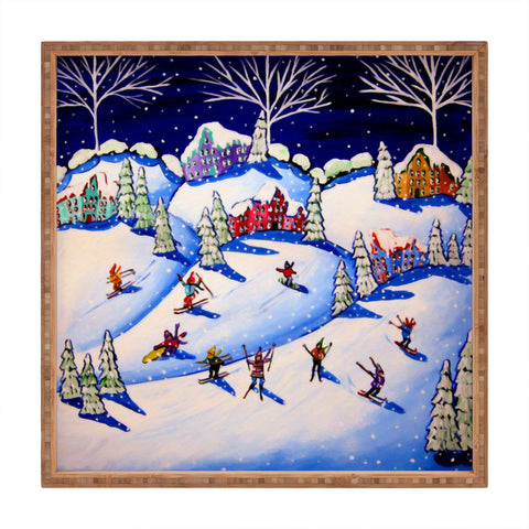 Renie Britenbucher Winter Skiing Fun Square Tray