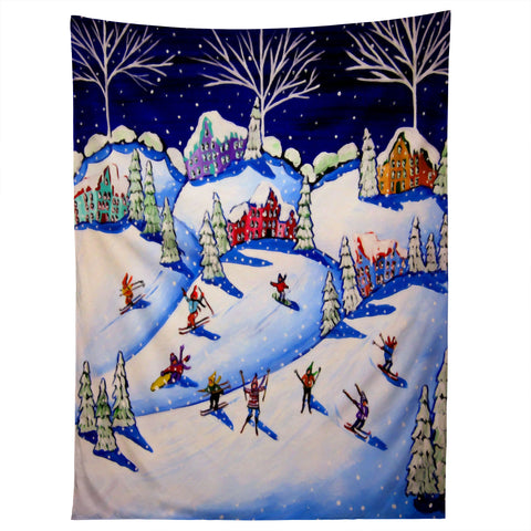 Renie Britenbucher Winter Skiing Fun Tapestry