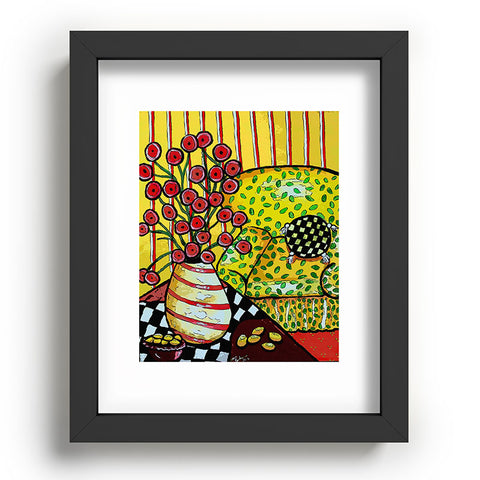 Renie Britenbucher Yellow Chair With Red Poppies Recessed Framing Rectangle