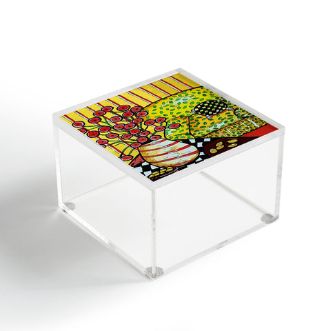 Renie Britenbucher Yellow Chair With Red Poppies Acrylic Box