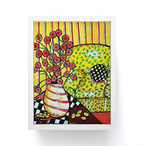 Renie Britenbucher Yellow Chair With Red Poppies Framed Mini Art Print