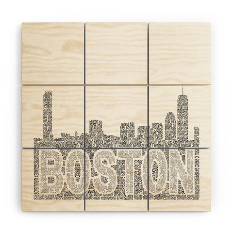 Restudio Designs Boston Skyline 1 Wood Wall Mural