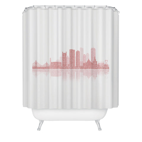 Restudio Designs Boston Skyline 2 Red Buildings Shower Curtain