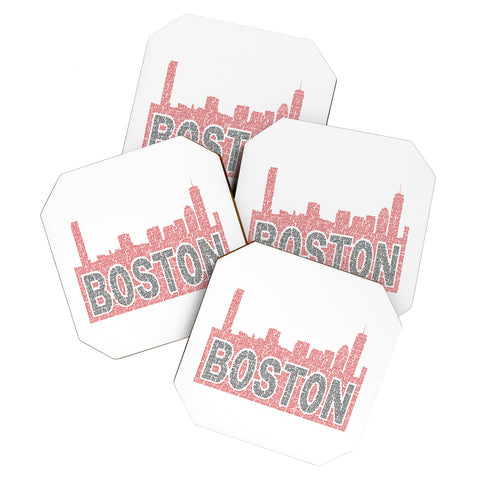 Restudio Designs Boston Skyline Black Letters Coaster Set
