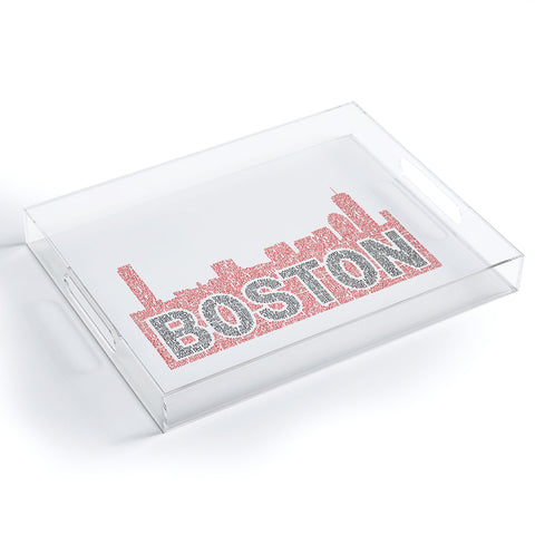Restudio Designs Boston Skyline Black Letters Acrylic Tray