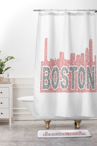 Restudio Designs Boston Skyline Black Letters Shower Curtain And Mat